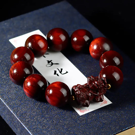Argentinian Green Sandalwood Pixiu Carved Bracelet